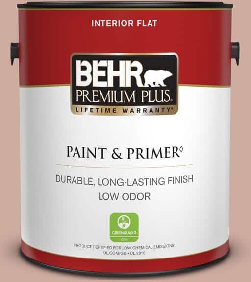 BEHR PREMIUM PLUS 1 gal. #MQ1-50 Art Deco Pink Flat Low Odor Interior Paint & Primer