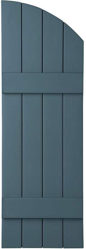 Ply Gem 15 in. x 43 in. Polypropylene Plastic 4-Board Closed Arch Top Board and Batten Shutters Pair in Coastal Blue