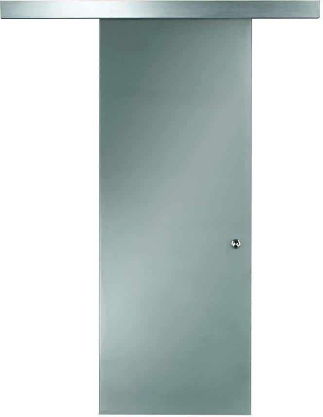 Pinecroft 26 in. x 97 in. Glass Sliding Barn Door with Hardware Kit