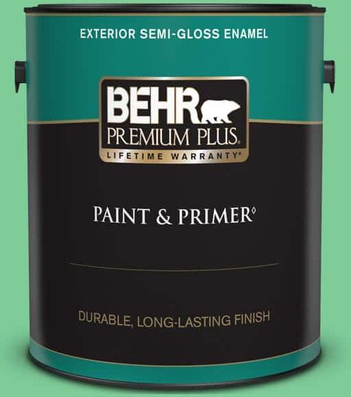 BEHR PREMIUM PLUS 1 gal. #460B-4 Garden Glow Semi-Gloss Enamel Exterior Paint & Primer