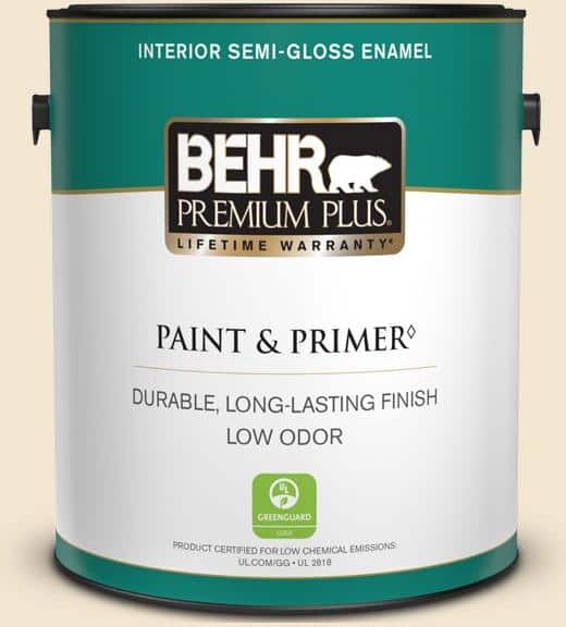 BEHR PREMIUM PLUS 1 gal. #S310-1 Writing Paper Semi-Gloss Enamel Low Odor Interior Paint & Primer