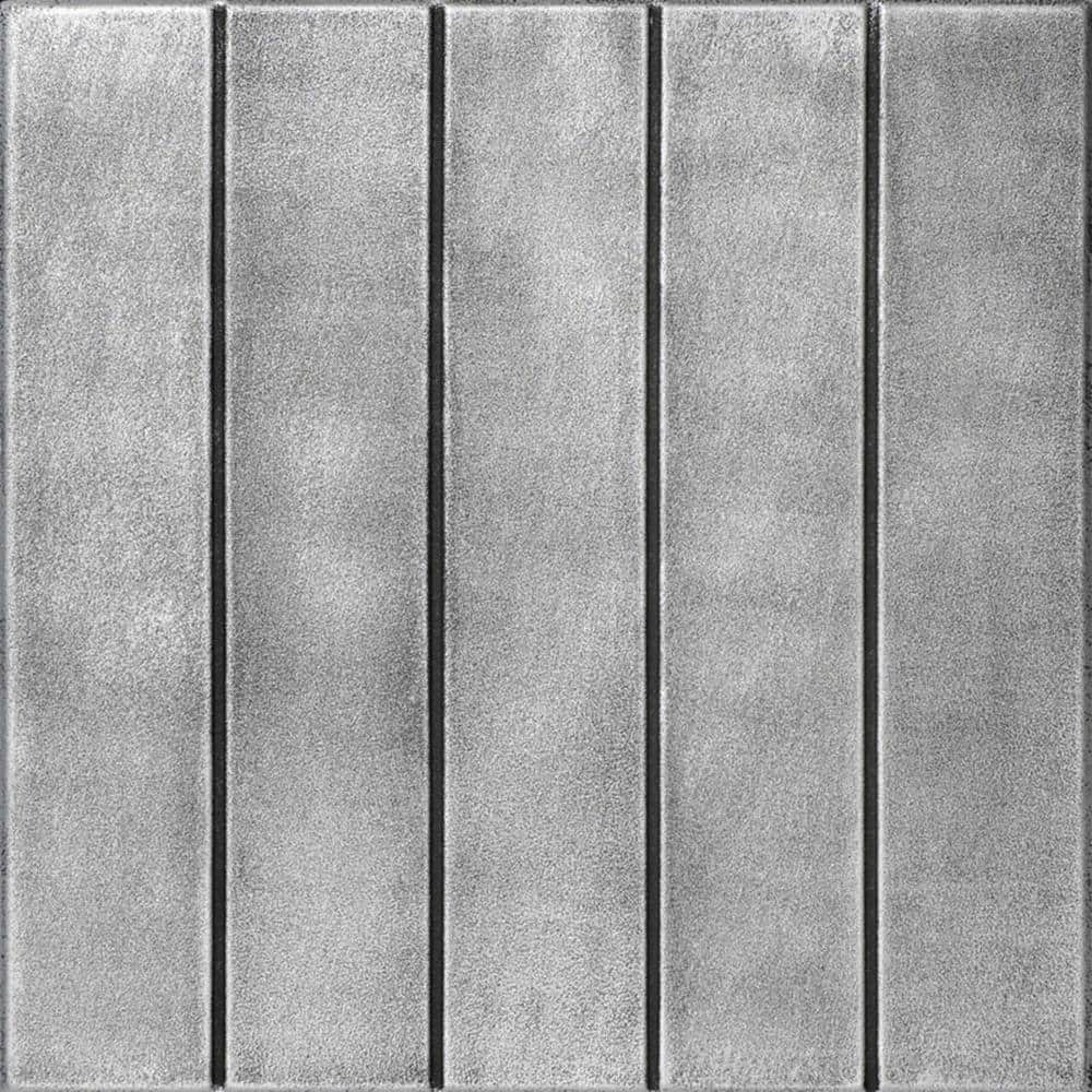 A La Maison Ceilings Bead Board Antique Silver 1.6 ft. x 1.6 ft. Decorative Foam Glue Up Ceiling Tile (21.6 sq. ft./case)