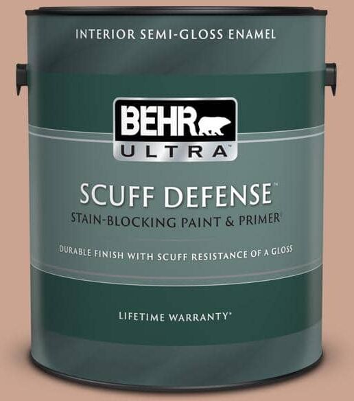 BEHR ULTRA 1 gal. #220F-4 Sombrero Tan Extra Durable Semi-Gloss Enamel Interior Paint & Primer