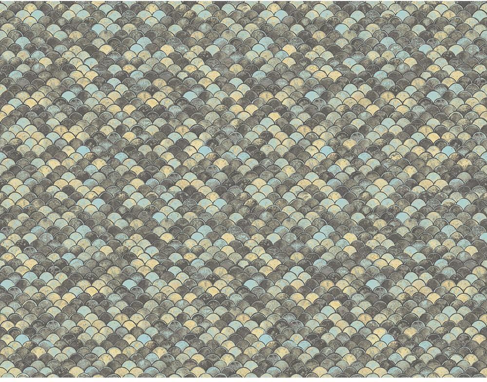 Seabrook Designs 60.75 sq. ft. Dovetail and Baby Blue Ridley Scales Paper Unpasted Wallpaper Roll