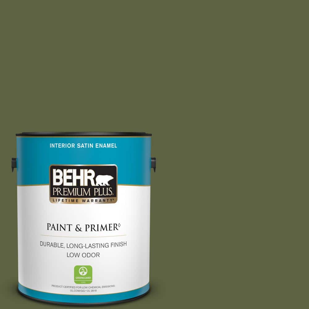BEHR PREMIUM PLUS 1 gal. #S360-7 Down-to-Earth Satin Enamel Low Odor Interior Paint & Primer