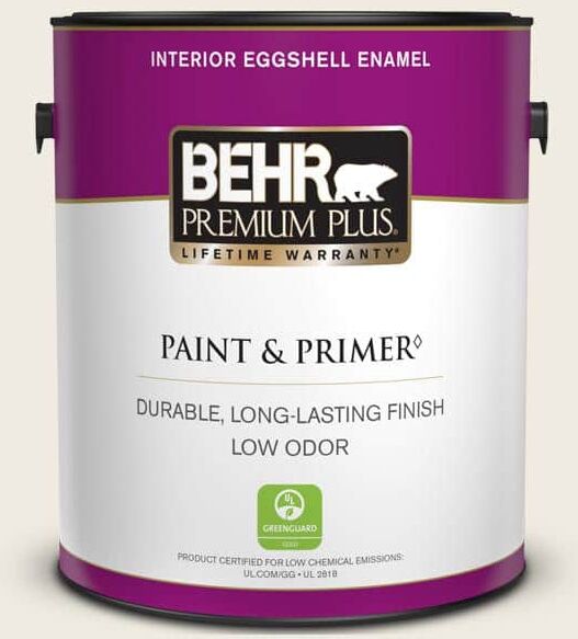 BEHR PREMIUM PLUS 1 gal. #PWN-51 Villa White Eggshell Enamel Low Odor Interior Paint & Primer