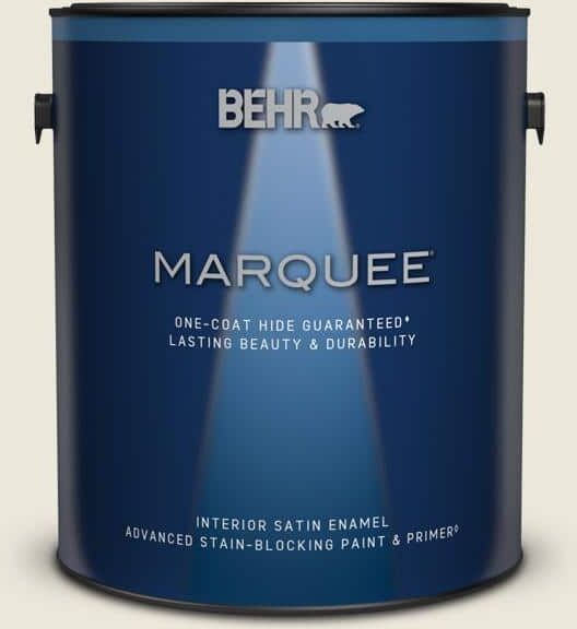 BEHR MARQUEE 1 gal. #BXC-32 Picket Fence White Satin Enamel Interior Paint & Primer