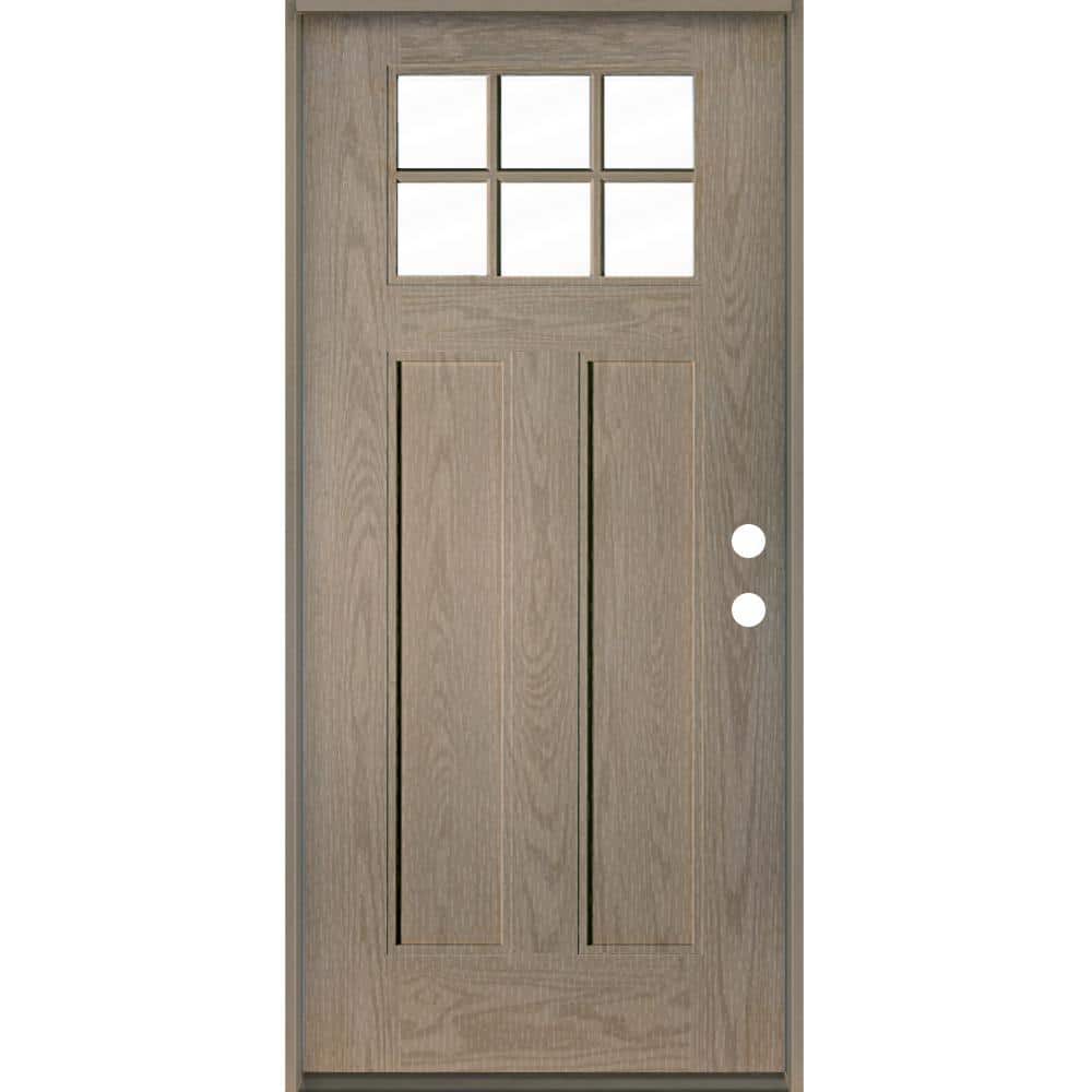 Krosswood Doors Craftsman 36 in. x 80 in. 6-Lite Left-Hand/Inswing Clear Glass Oiled Leather Stain Fiberglass Prehung Front Door
