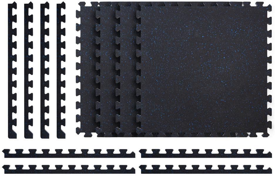 TrafficMaster Black with Blue Flecks 25,2 in, x 25,2 in, x 0,68 in, Foam Shock Absorbing Gym Floor Tiles(4 Tiles/Pack) (17,64 sq, ft,)