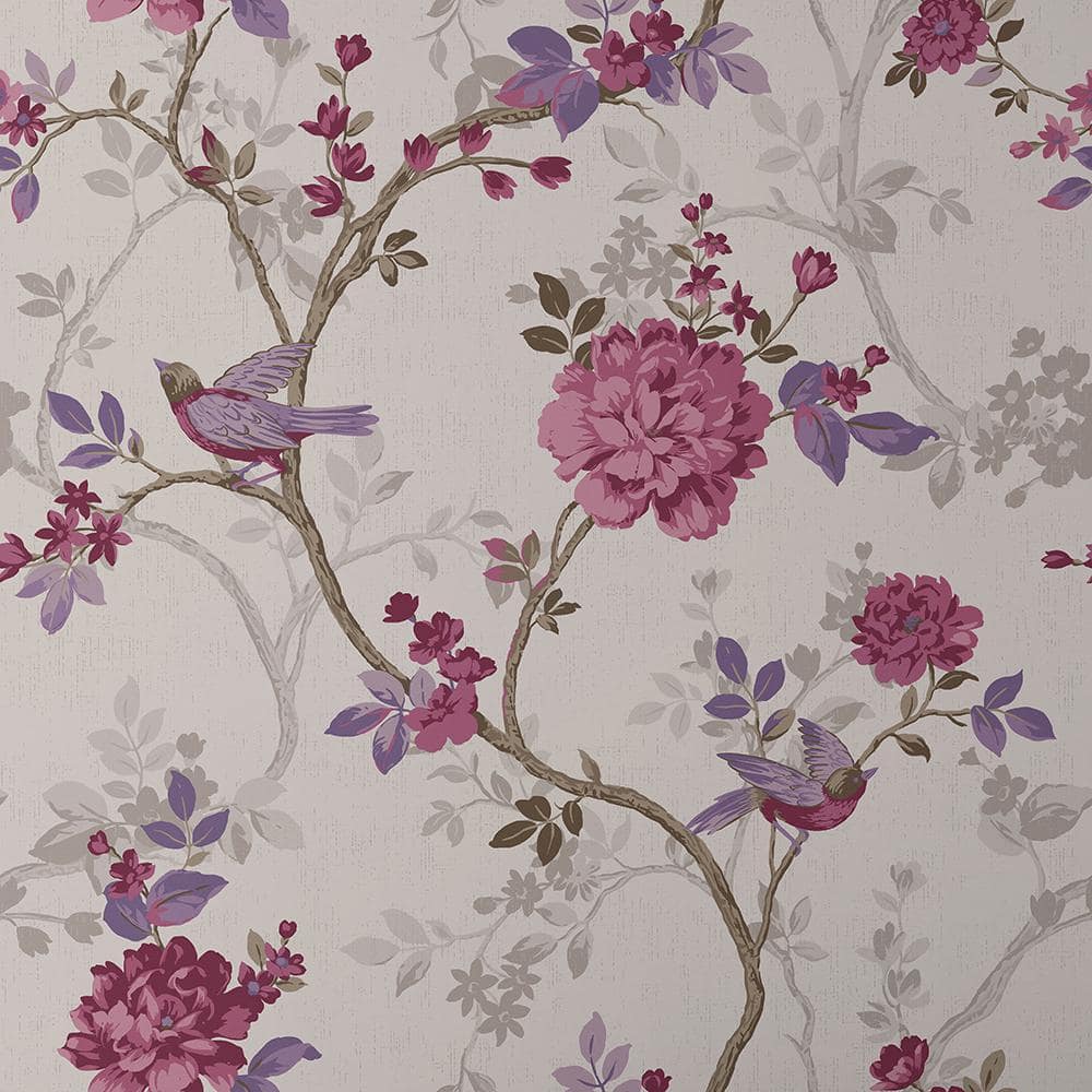 The Company Store Traditional Bird Purple Peel and Stick Wallpaper Panel (Covers 26 sq. ft.)