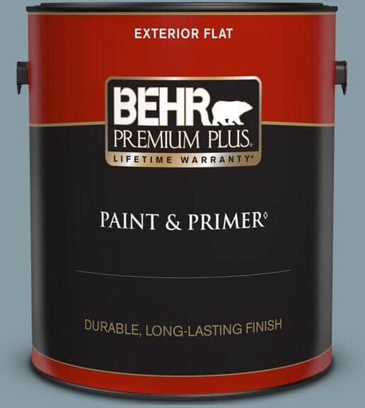 BEHR PREMIUM PLUS 1 gal. #MQ5-27 Rainy Season Flat Exterior Paint & Primer