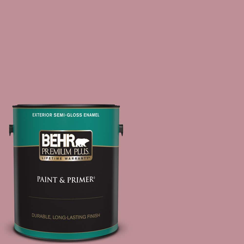 BEHR PREMIUM PLUS 1 gal. #S130-4 Cherry Juice Semi-Gloss Enamel Exterior Paint & Primer