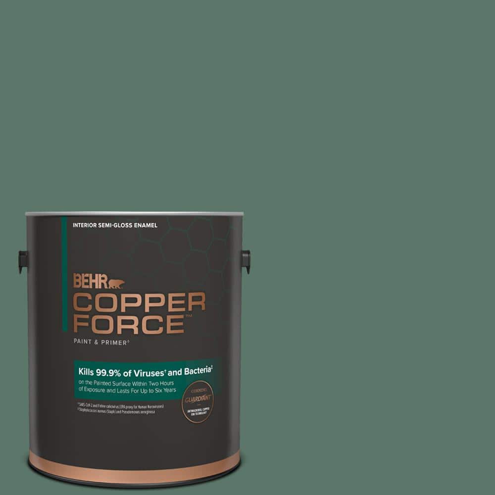 COPPER FORCE 1 gal. #S420-6 Pine Brook Semi-Gloss Enamel Virucidal and Antibacterial Interior Paint & Primer