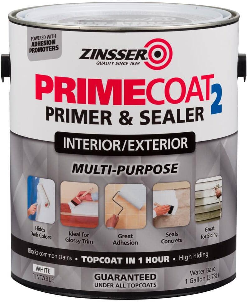 Zinsser PrimeCoat2 1 gal. White Water-Based Interior/Exterior Multi-Purpose Primer & Sealer (2-Pack)