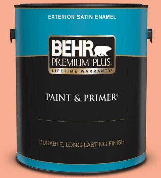 BEHR PREMIUM PLUS 1 gal. #210B-4 Sunset Strip Satin Enamel Exterior Paint & Primer