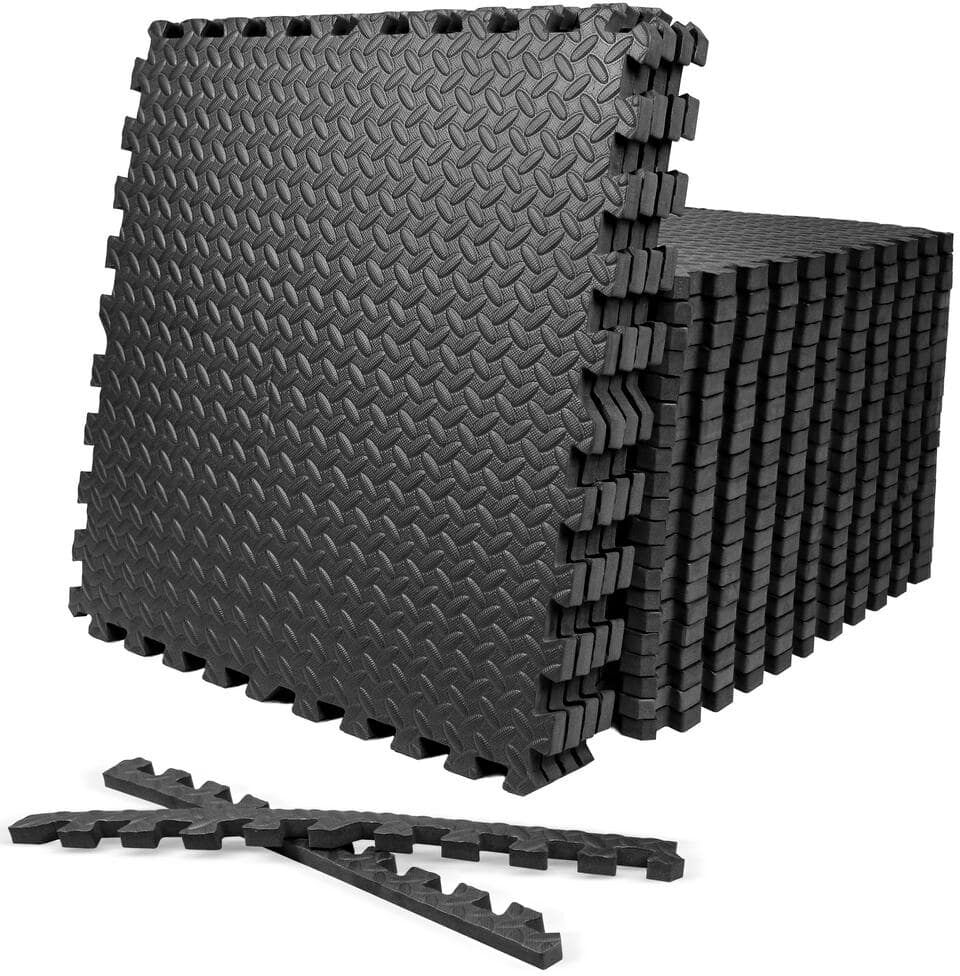 Fencer Wire 24 in. W x 24 in. L x 3/4 in. T Extra Thick Interlocking Puzzle Exercise Mat for Home and Gym Equipment (96 sq. ft.)