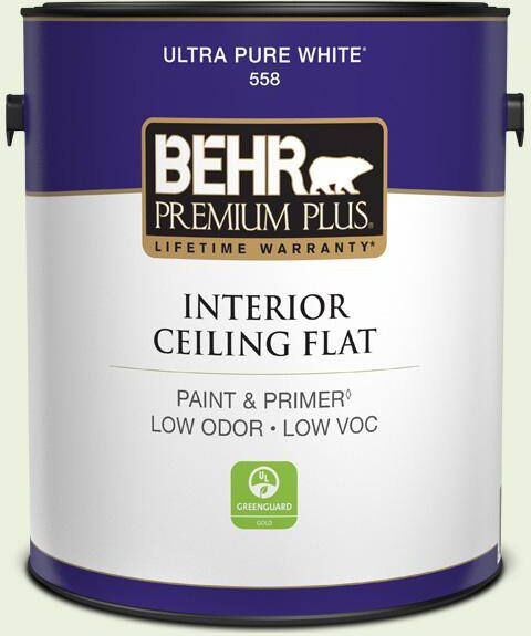 BEHR PREMIUM PLUS 1 gal. #M360-1 Glisten Green Ceiling Flat Interior Paint