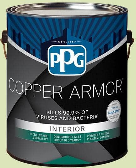 COPPER ARMOR 1 gal. PPG1222-3 Aloe Vera Eggshell Antiviral and Antibacterial Interior Paint with Primer