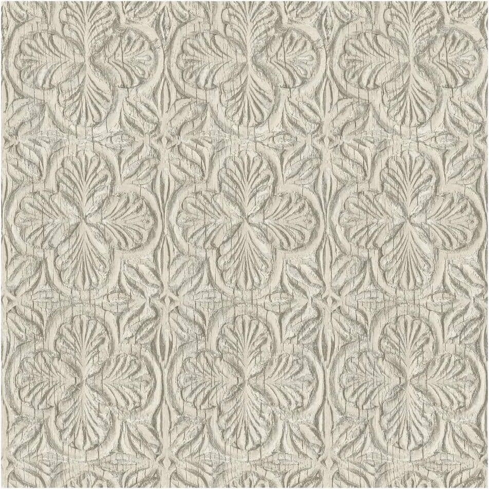 Chesapeake Karachi Wooden Damask Neutral Pre-Pasted Non-Woven Wallpaper