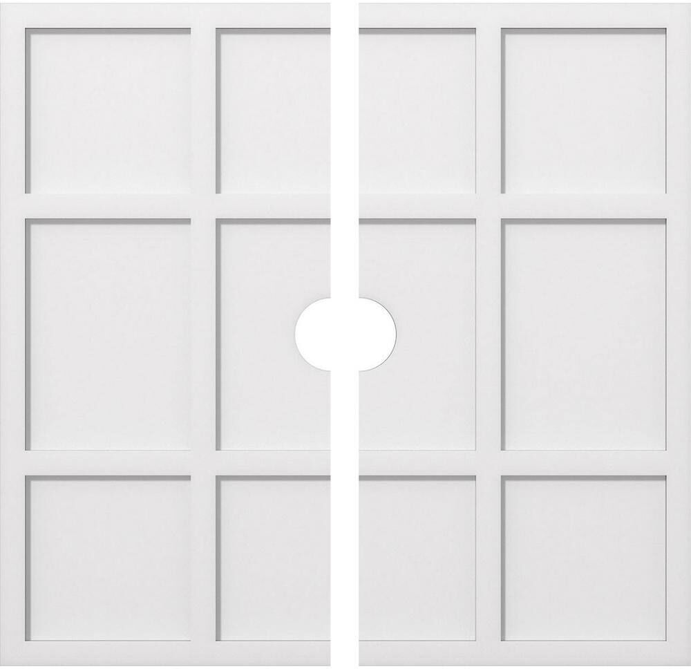 Ekena Millwork 1 in. P X 12-1/2 in. C X 36 in. OD X 4 in. ID Rubik Architectural Grade PVC Contemporary Ceiling Medallion, Two Piece