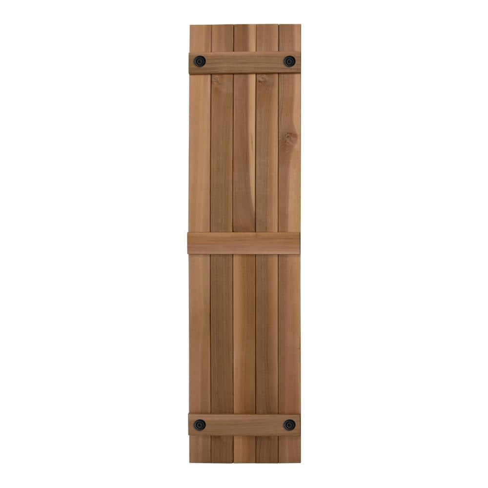 Design Craft MIllworks Porter 15 in. x 52 in. Cedar Board and Batten Shutters Pair in Natural Cedar