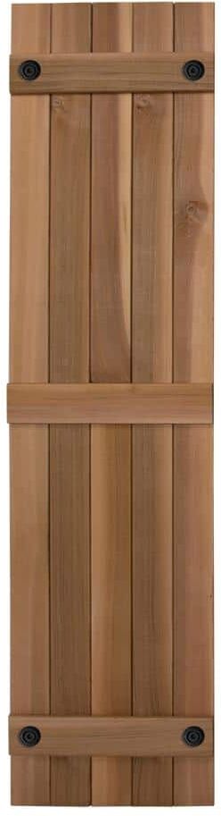 Design Craft MIllworks Porter 15 in. x 54 in. Cedar Board and Batten Shutters Pair in Natural Cedar