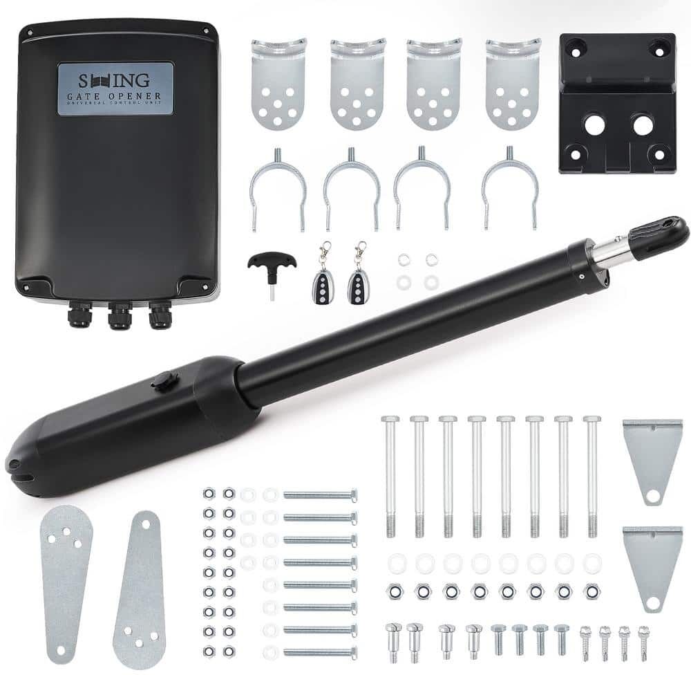 DOORADO Automatic Single Swing Gate Opener Kit with 2 remotes-1100lb, 20ft