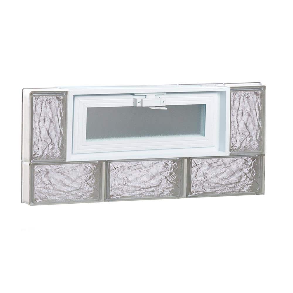Clearly Secure 23.25 in. x 11.5 in. x 3.125 in. Frameless Ice Pattern Vented Glass Block Window