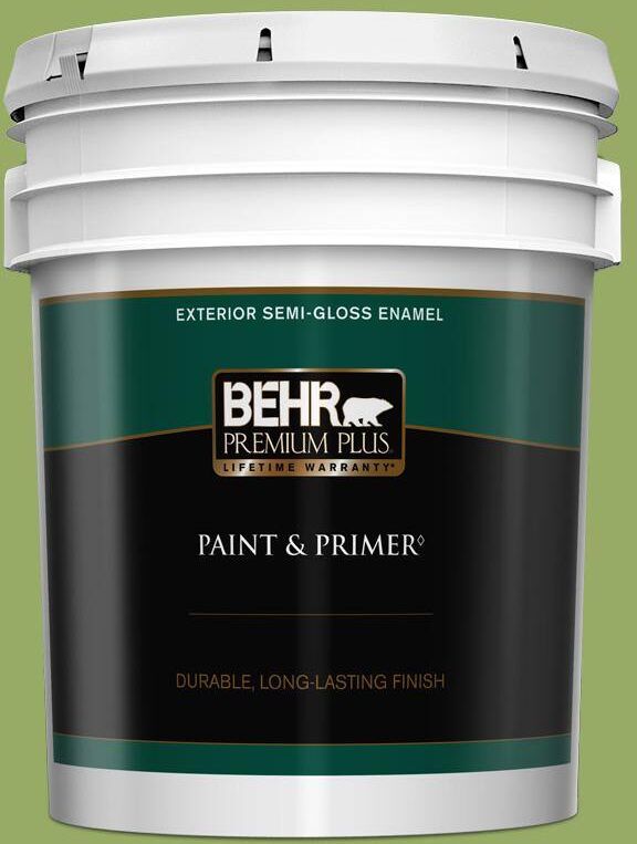 BEHR PREMIUM PLUS 5 gal. #420D-5 Herbal Garden Semi-Gloss Enamel Exterior Paint & Primer