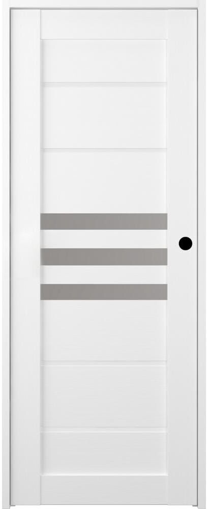 Belldinni Dome 36 in. x 96 in. Left-Hand Frosted Glass Bianco Noble Solid Core Wood Composite Single Prehung Interior Door