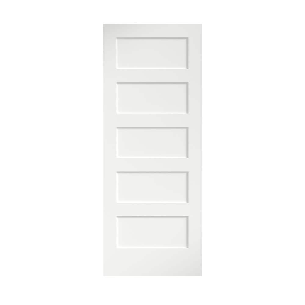 eightdoors 36 in. x 80 in. x 1-3/8 in. Shaker White Primed 5-Panel Solid Core Wood Interior Slab Door
