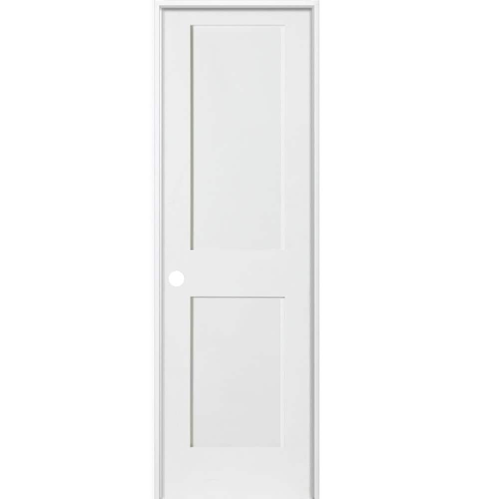 Krosswood Doors 28 in. x 80 in. Craftsman Shaker Primed MDF 2-Panel Right-Hand Wood Single Prehung Interior Door