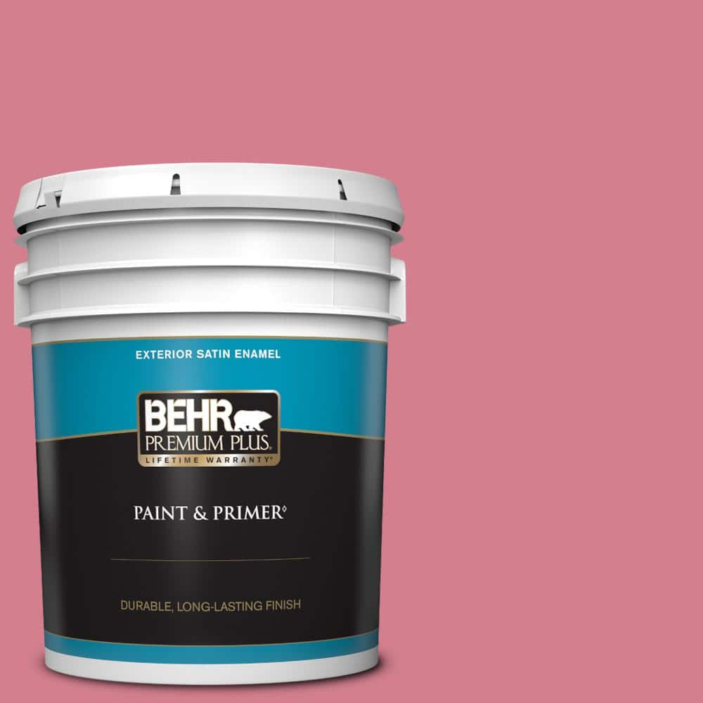 BEHR PREMIUM PLUS 5 gal. #P140-4 I Pink I Can Satin Enamel Exterior Paint & Primer