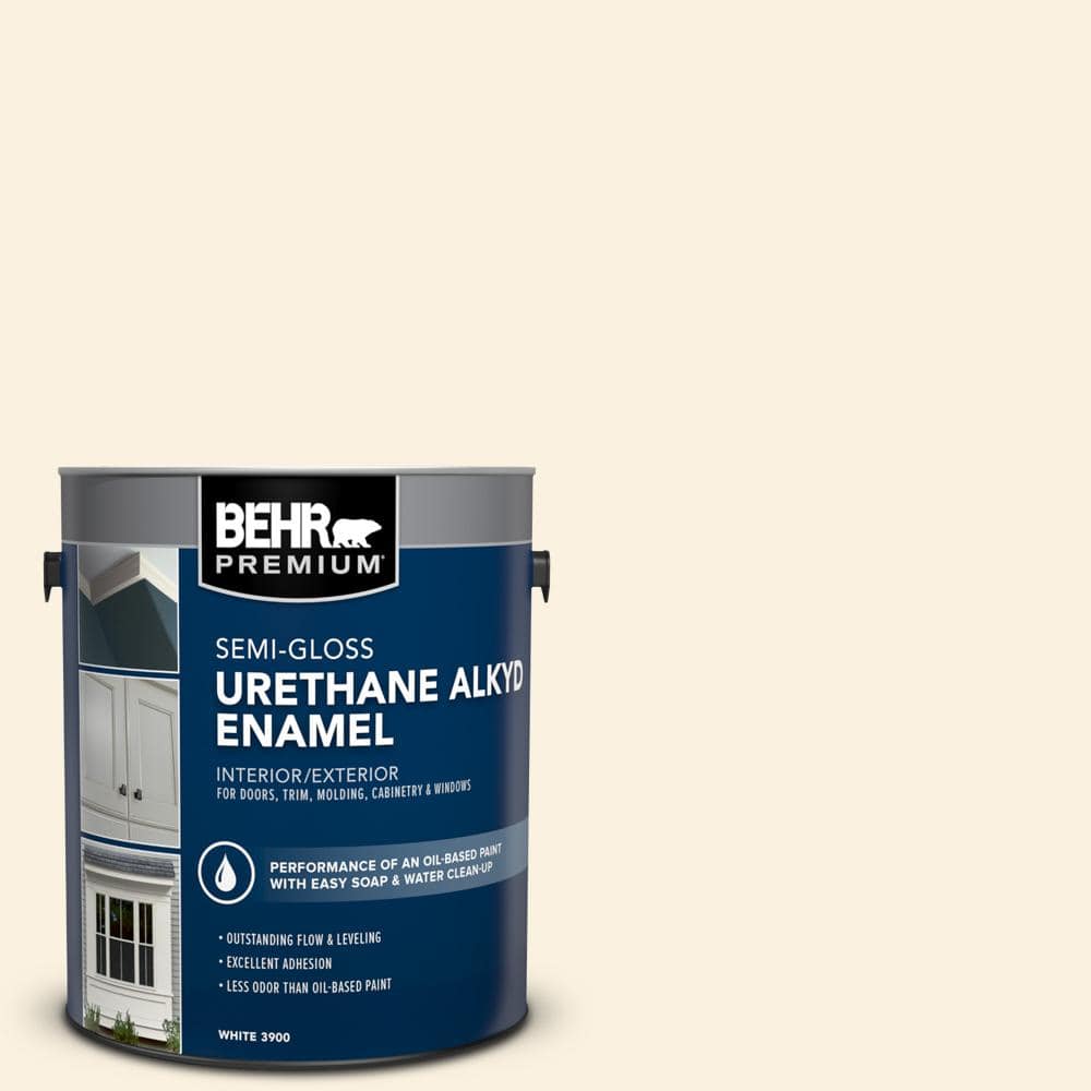 BEHR PREMIUM 1 gal. #M230-1 Sweet Coconut Milk Urethane Alkyd Semi-Gloss Enamel Interior/Exterior Paint