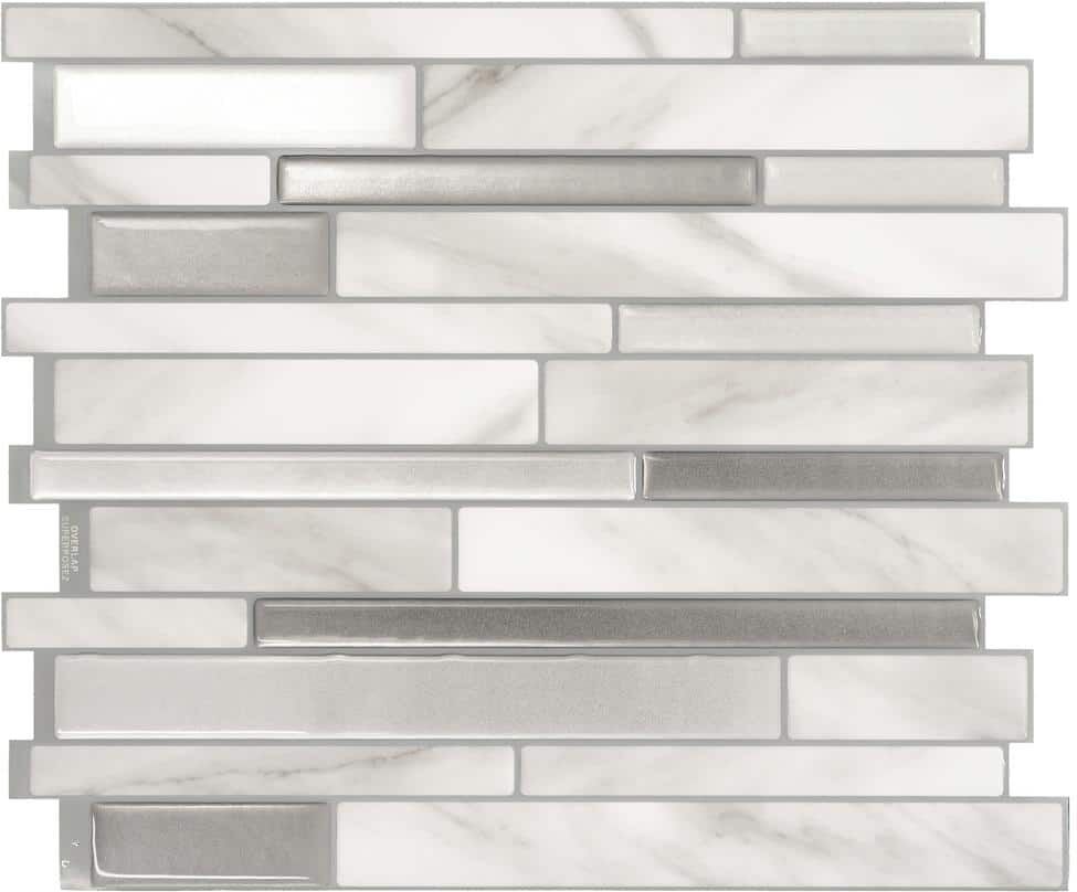 smart tiles Milano Carrera Gray 11.55 in. x 9.64 in. Vinyl Peel and Stick Tile (2.8 sq. ft./ 4-pack)