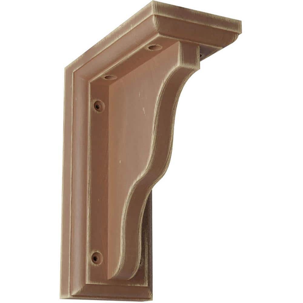 Ekena Millwork 3 in. x 7 in. x 5 in. Weathered Brown Hamilton Traditional Wood Vintage Decor Bracket