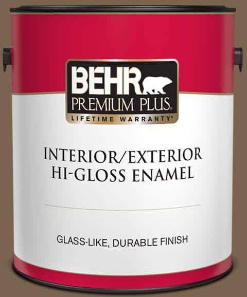 BEHR PREMIUM PLUS 1 gal. #N260-7 Folk Guitar Hi-Gloss Enamel Interior/Exterior Paint