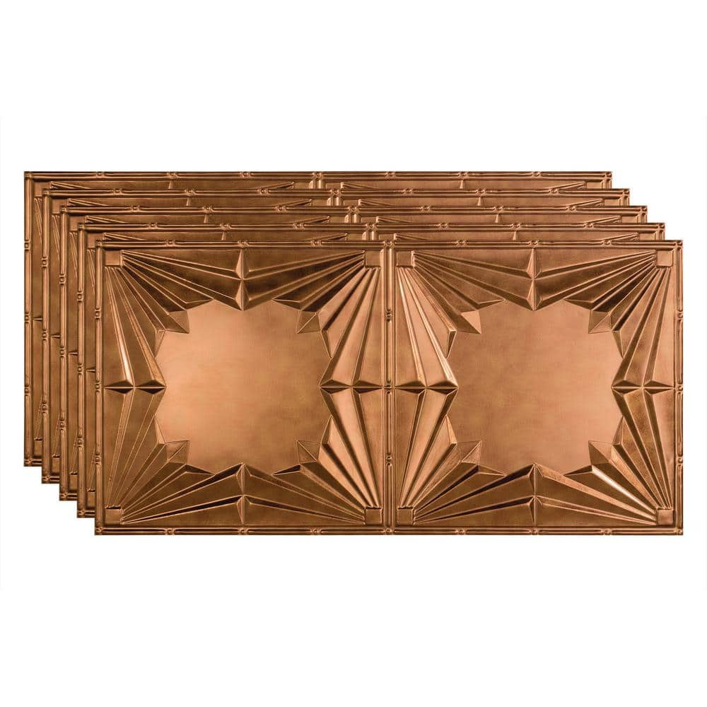 Fasade Art Deco 2 ft. x 4 ft. Glue Up Vinyl Ceiling Tile in Antique Bronze (40 sq. ft.)