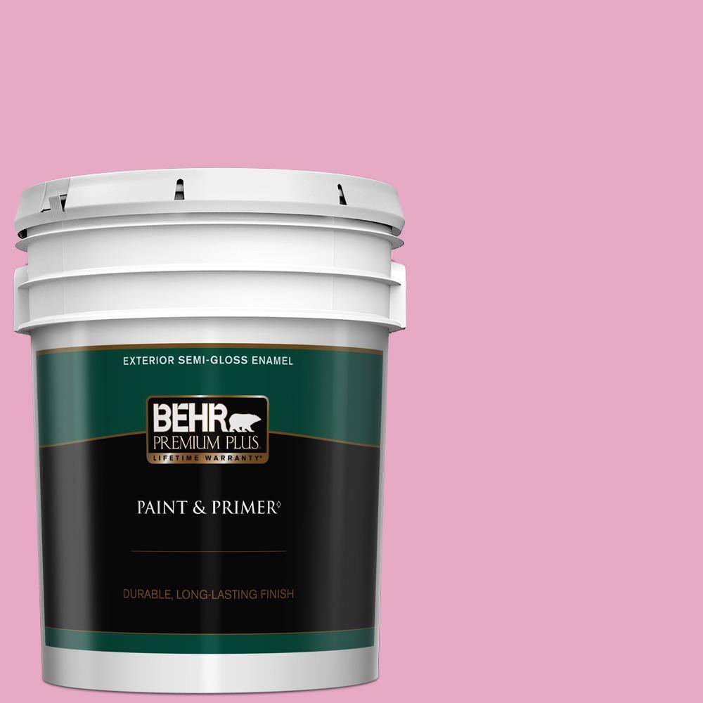 BEHR PREMIUM PLUS 5 gal. #P130-3 Little Princess Semi-Gloss Enamel Exterior Paint & Primer