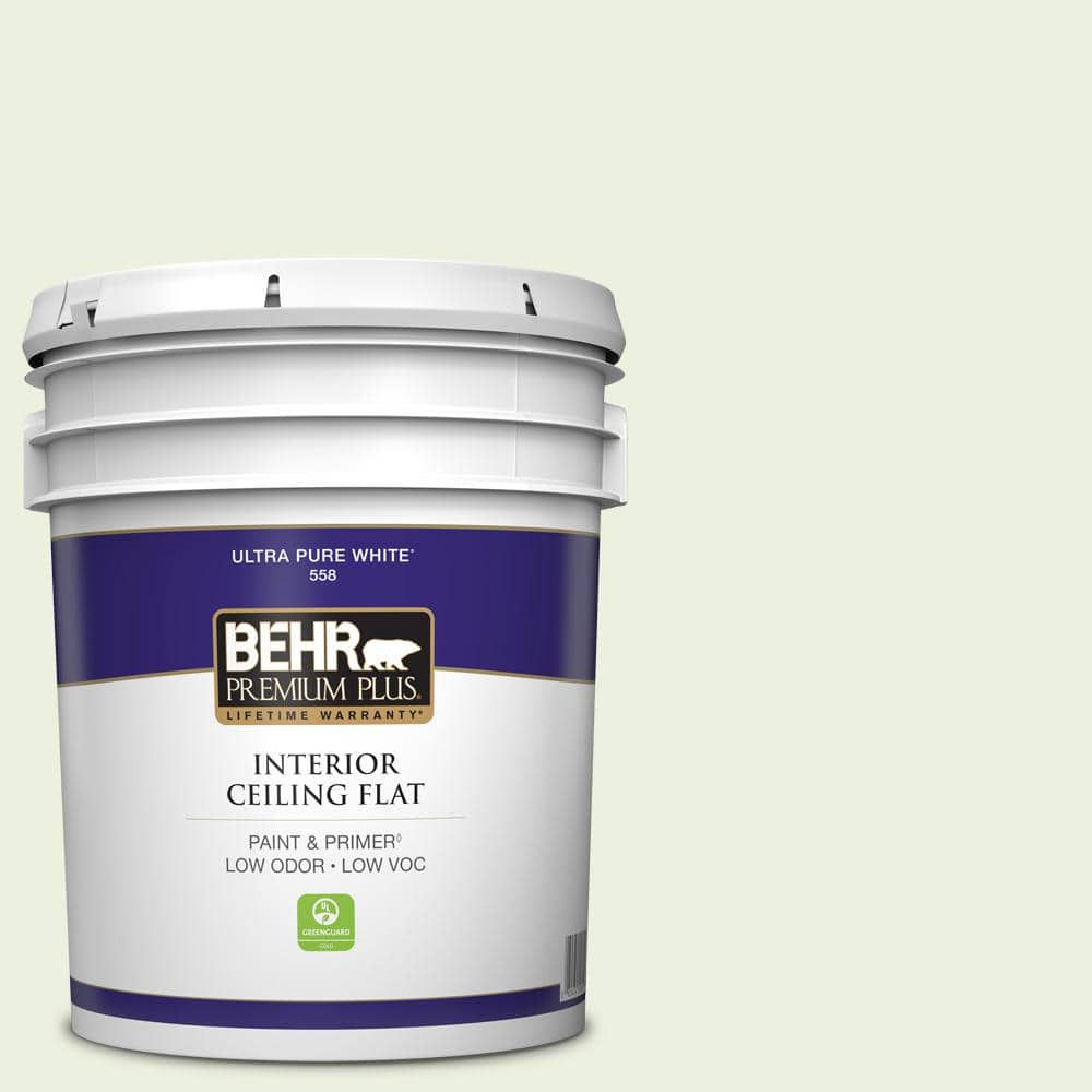 BEHR PREMIUM PLUS 5 gal. #M360-1 Glisten Green Ceiling Flat Interior Paint