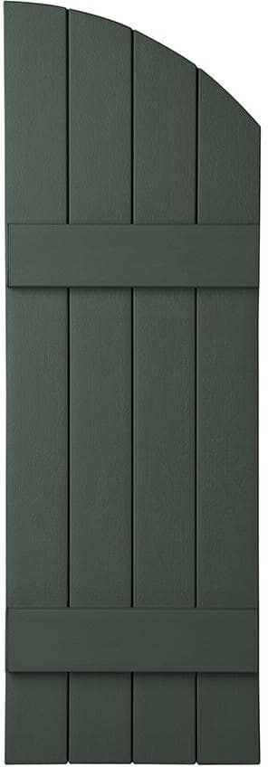 Ply Gem 15 in. x 41 in. Polypropylene Plastic 4-Board Closed Arch Top Board and Batten Shutters Pair in Green