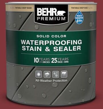 BEHR PREMIUM 1 qt. #S-H-170 Red Brick Solid Color Waterproofing Exterior Wood Stain and Sealer