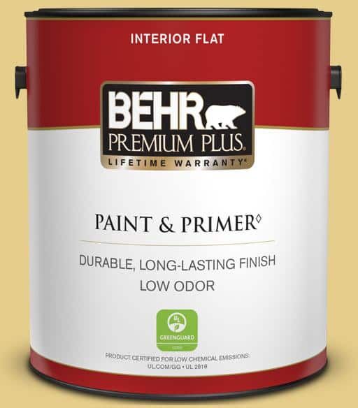 BEHR PREMIUM PLUS 1 gal. #T12-6 Lol Yellow Flat Low Odor Interior Paint & Primer