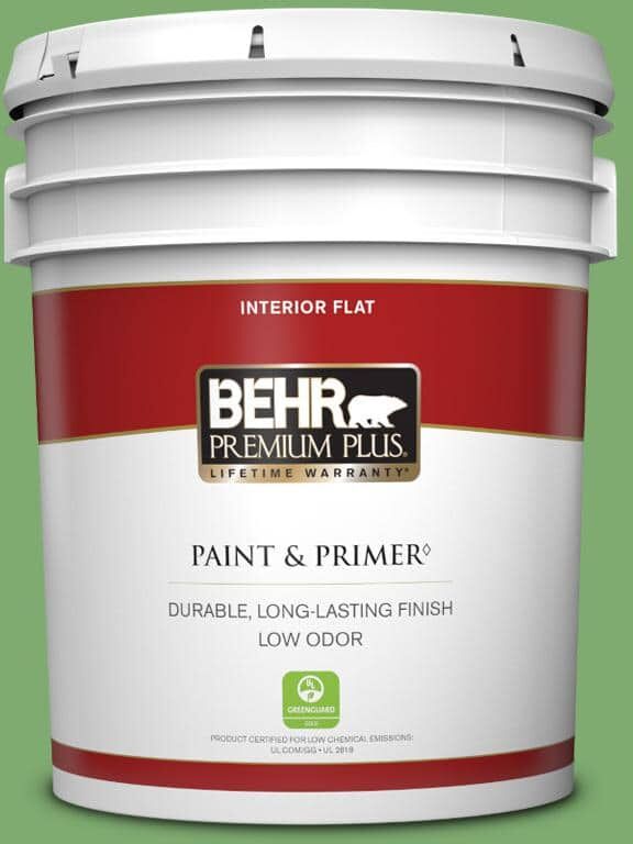 BEHR PREMIUM PLUS 5 gal. #M390-5 Sage Garden Flat Low Odor Interior Paint & Primer