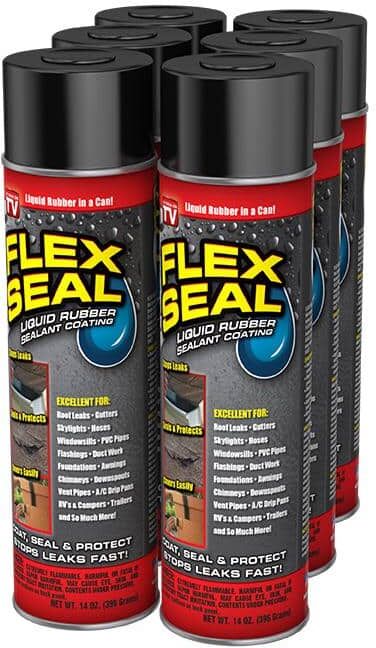 FLEX SEAL FAMILY OF PRODUCTS 14 oz. Black Aerosol Liquid Rubber Sealant Coating Spray Paint (6-Case)