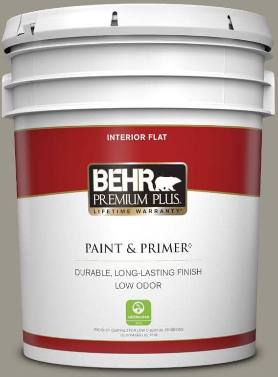 BEHR PREMIUM PLUS 5 gal. #MQ2-60 Iron Gate Flat Low Odor Interior Paint & Primer