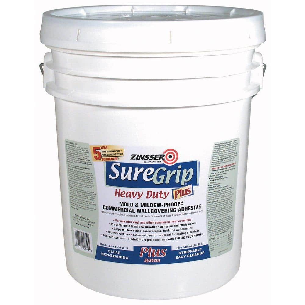 Zinsser SureGrip 5 gal. Clear Heavy Duty Plus Mold & Mildew-Proof Commercial Wallcovering Adhesive