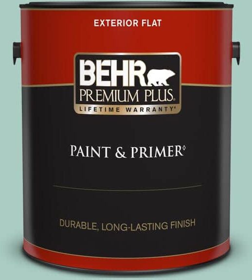 BEHR PREMIUM PLUS 1 gal. #M440-3 Baby Aqua Flat Exterior Paint & Primer