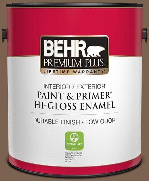 BEHR PREMIUM PLUS 1 gal. #N260-7 Folk Guitar Hi-Gloss Enamel Interior/Exterior Paint & Primer