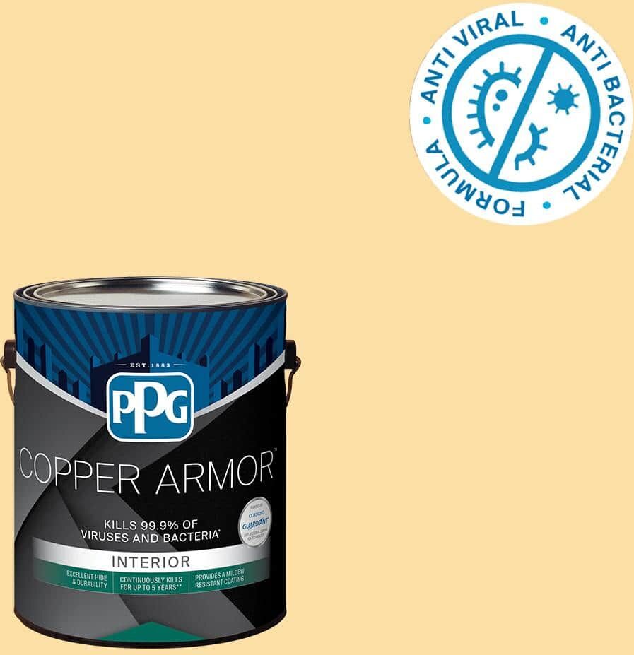 COPPER ARMOR 1 gal. PPG1205-4 Honey Bee Semi-Gloss Antiviral and Antibacterial Interior Paint with Primer